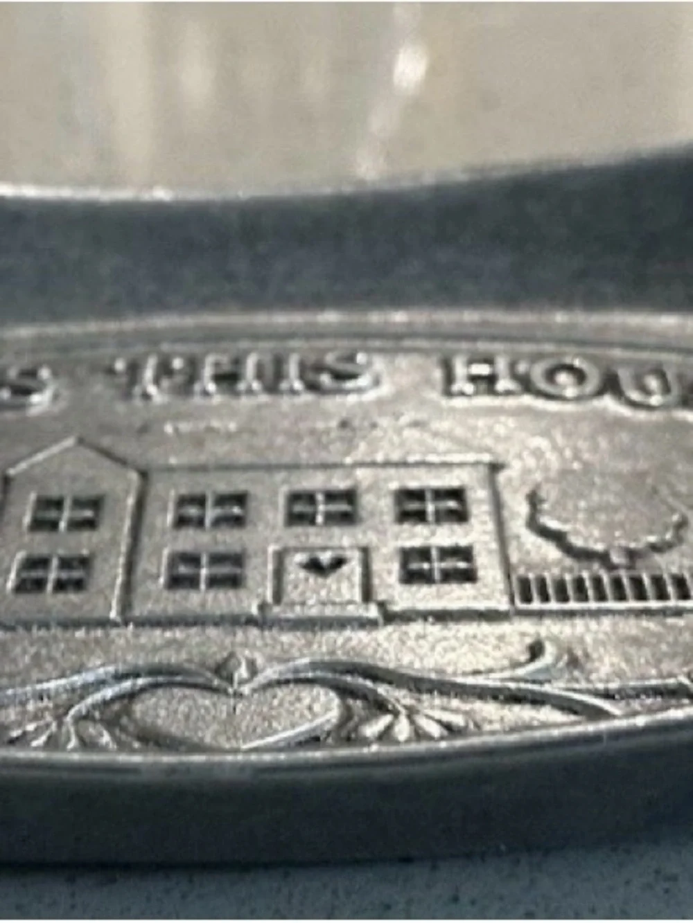 Bless This House Decorative Metal Tray - Pewter Tone